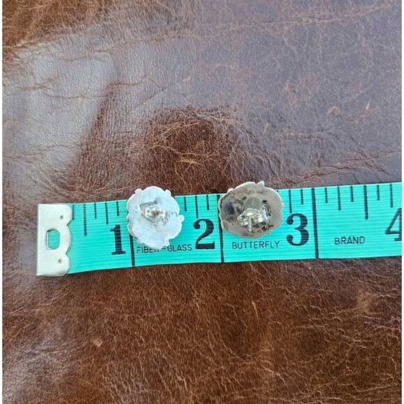 Ellen Myrtle Signed Navajo Black Onyx Earrings Leaf or Feather Handmade Vintage - Picture 7 of 7